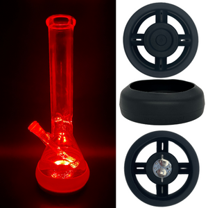 Open image in slideshow, Bong Base Bumper USB Rechargeable 4.25in-6in Bases Silicone Fits Variety of Shapes
